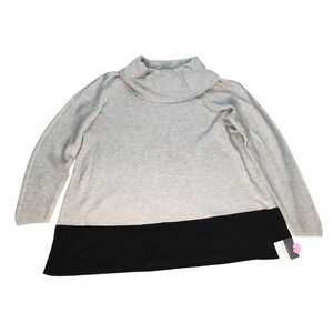 Liz Claiborne Studio Woman Gray Black Striped Cowl Neck Tunic Top‎ Plus Size 3X